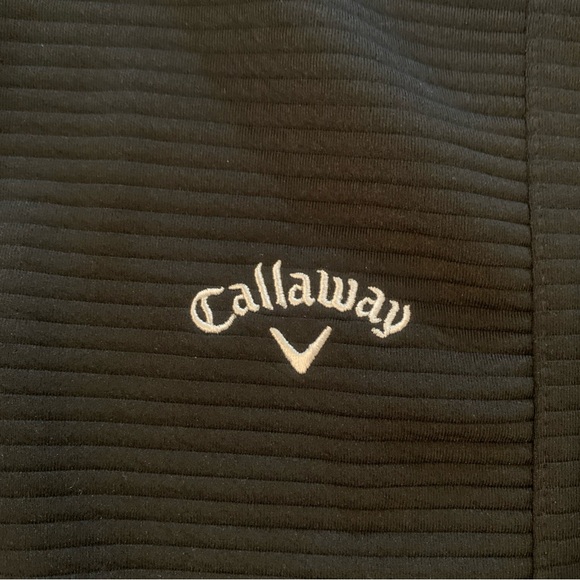 New Men’s Callaway Opti Dri Caviar Black 1/4 Zip Ribbed Mock Pullover Sz L UPF50 - Picture 4 of 10